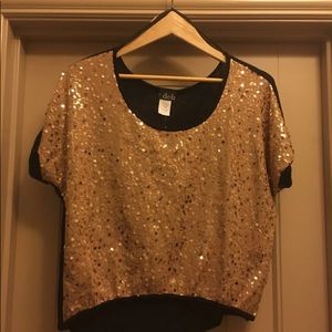 Gold sequin crop top